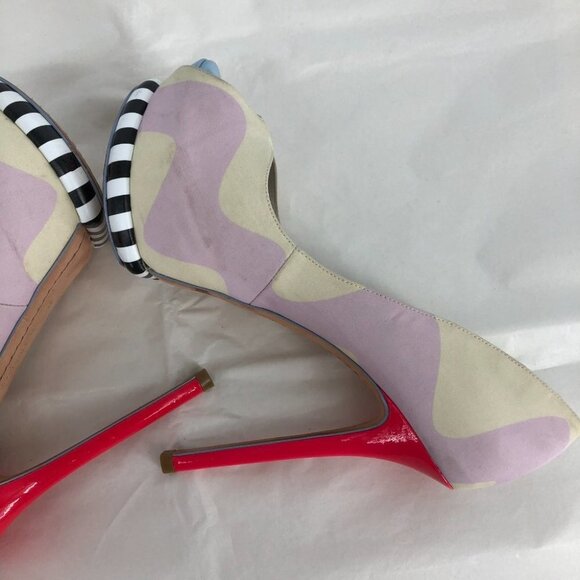 Sophia Webster Open-toe Whimsical neon pink, cream high pumps 7.5 (Euro 38) - Picture 7 of 16